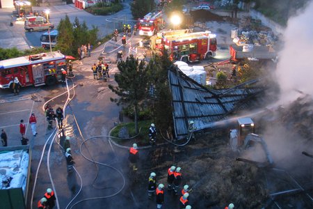 Brand einer Lagerhalle in der Fließerau