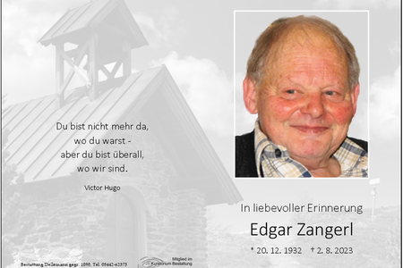 Alt-Kommandant und Ehrenmitglied Edgar Zangerl ist verstorben