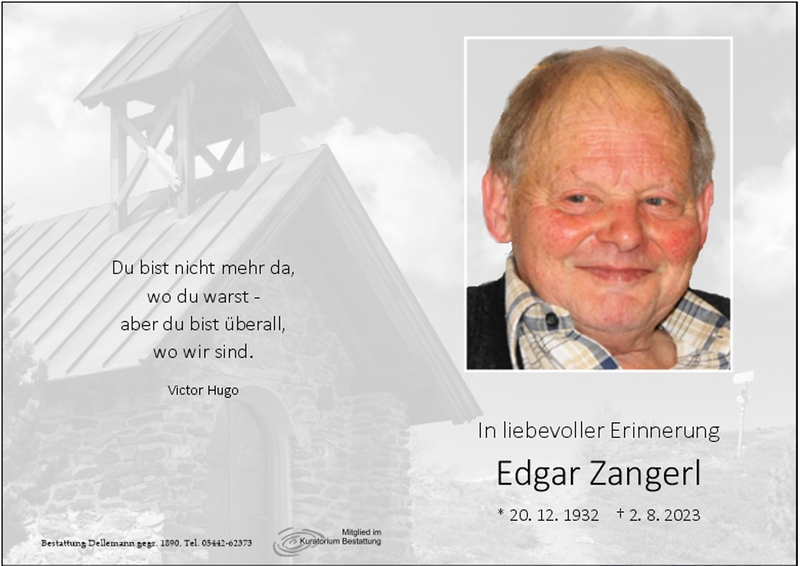 Alt-Kommandant und Ehrenmitglied Edgar Zangerl ist verstorben